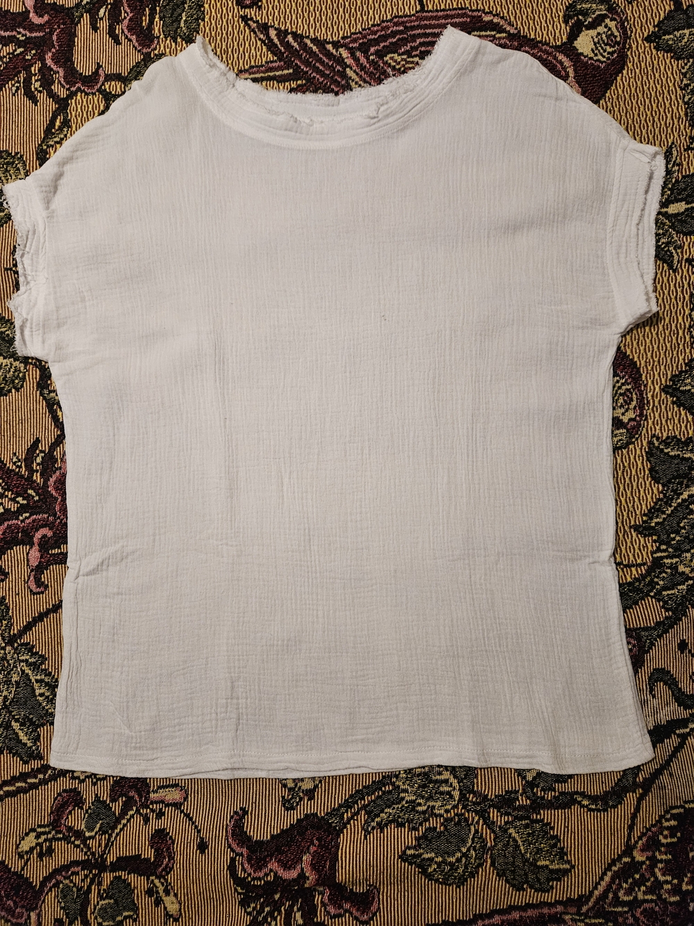 Women's White Short-Sleeve Gauze Tee